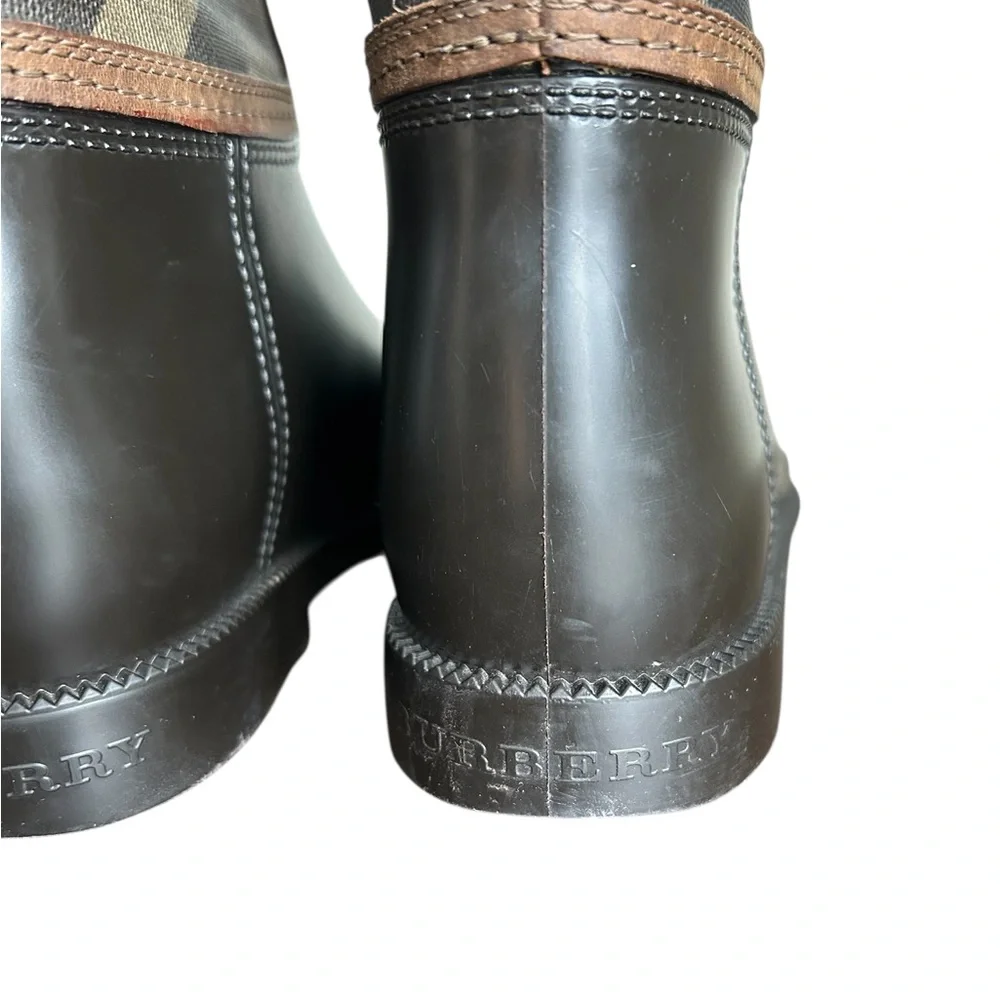 Burberry House Check Rain Boots – Rubber & Canvas with Leather Trim size 5 - Picture 8 of 13